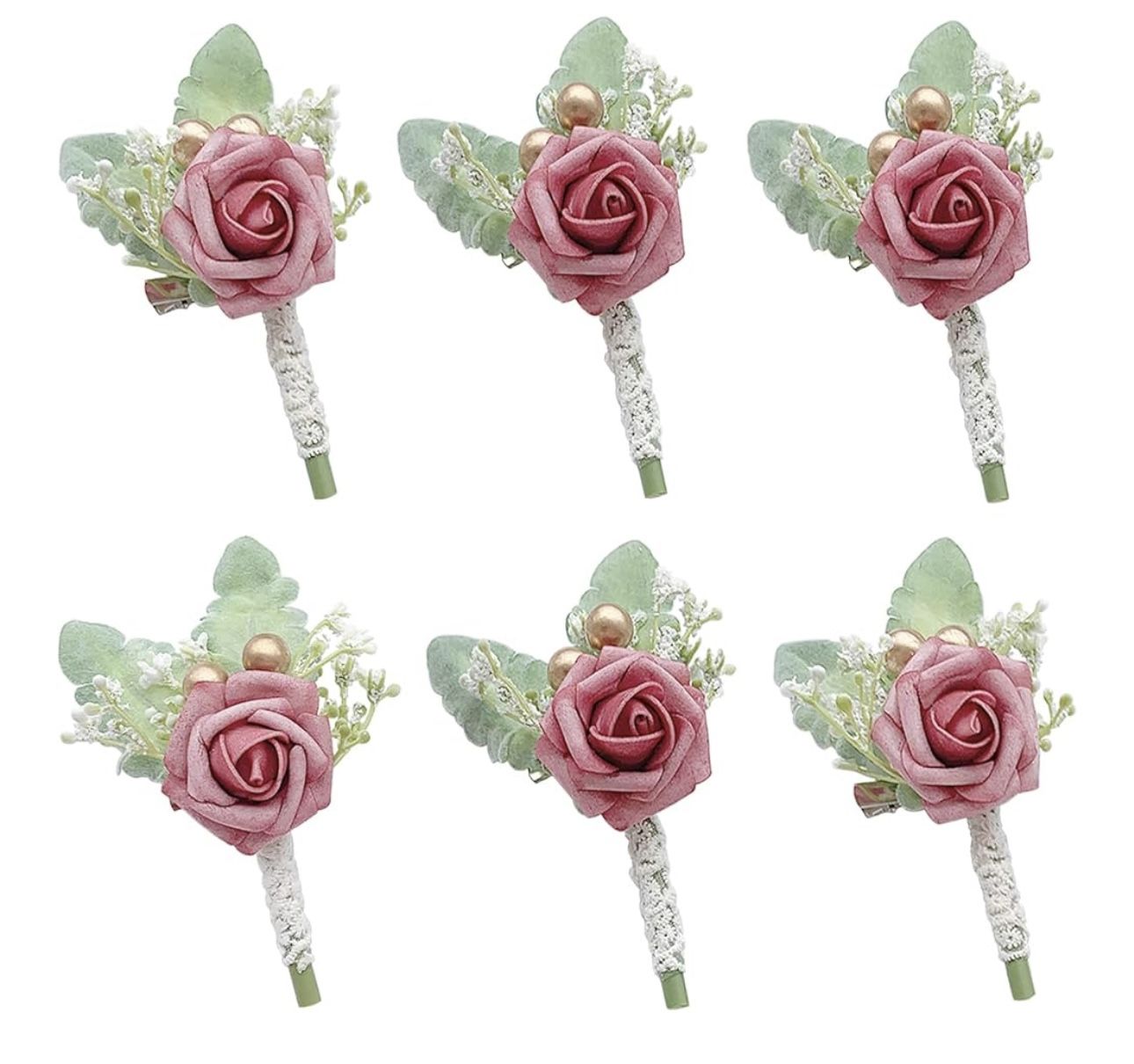Brand New Dusty Rose Boutonniere for Wedding