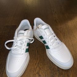 NEW Adidas Men's Breaknet 3.0 White Green Stripes Size 10 