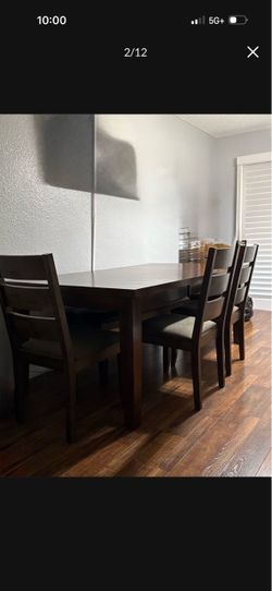 danning table with 4 chairs and bench $650