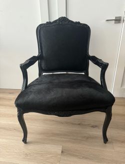 Black Pony Hair & Wood Chair