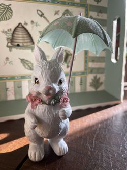 Ceramic Bunny With Umbrella 
