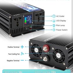 NIHAO 3000W Power Inverters DC 12V to 110V AC Converter with LCD Display