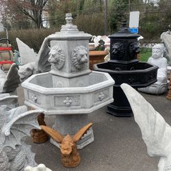 New Heavy Concrete Octagonal Lion Fountain 