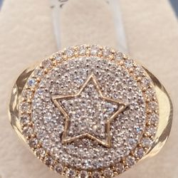 10K yellow gold diamond mens ring 