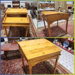Antique Hand-Crafted Early American Style Solid Pine Writing Desk