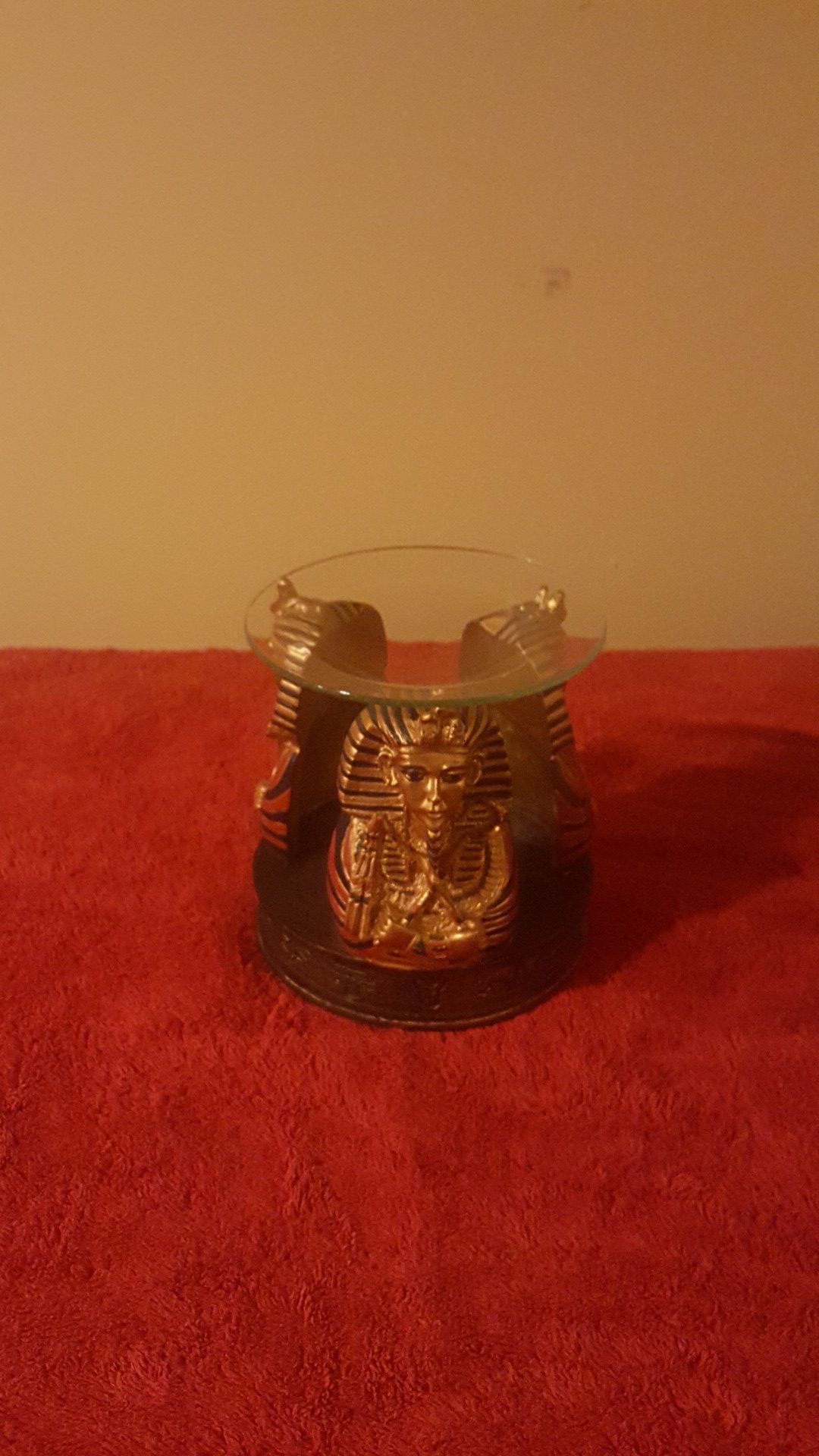 Egyptian scented candles, 1 pc glass plate, 1 pc glass cup
