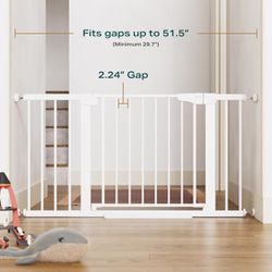 Cumbor 29.7"-51.5" Baby Gate Extra Wide, Safety Dog Gate for Stairs, Easy Walk Thru Auto Close Gate