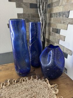 Art glass Handblown Heavy Cobalt blue glass