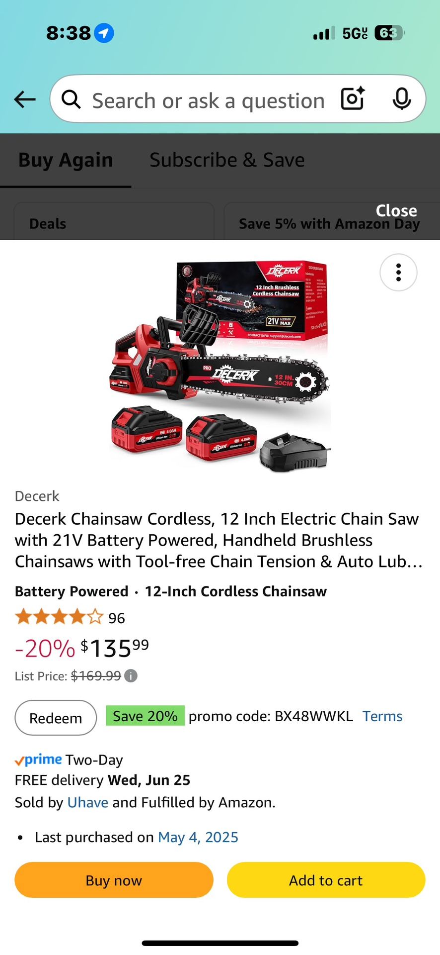 π² BRAND NEW Decerk 21V Chainsaw β Never Used! π²