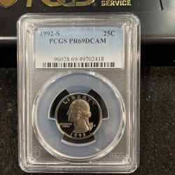 1992 S Gem Proof Washington Quarter Graded At PR69 With A Deep Cameo R-14