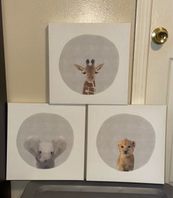 Baby Safari Animal Canvas Wall Art