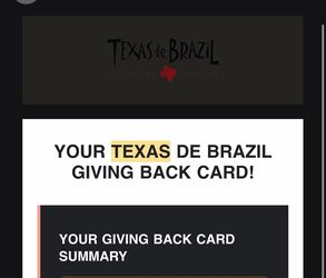 Texas d Brazil vip card