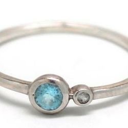 Ladies Aquamarine/Silver Fashion Ring