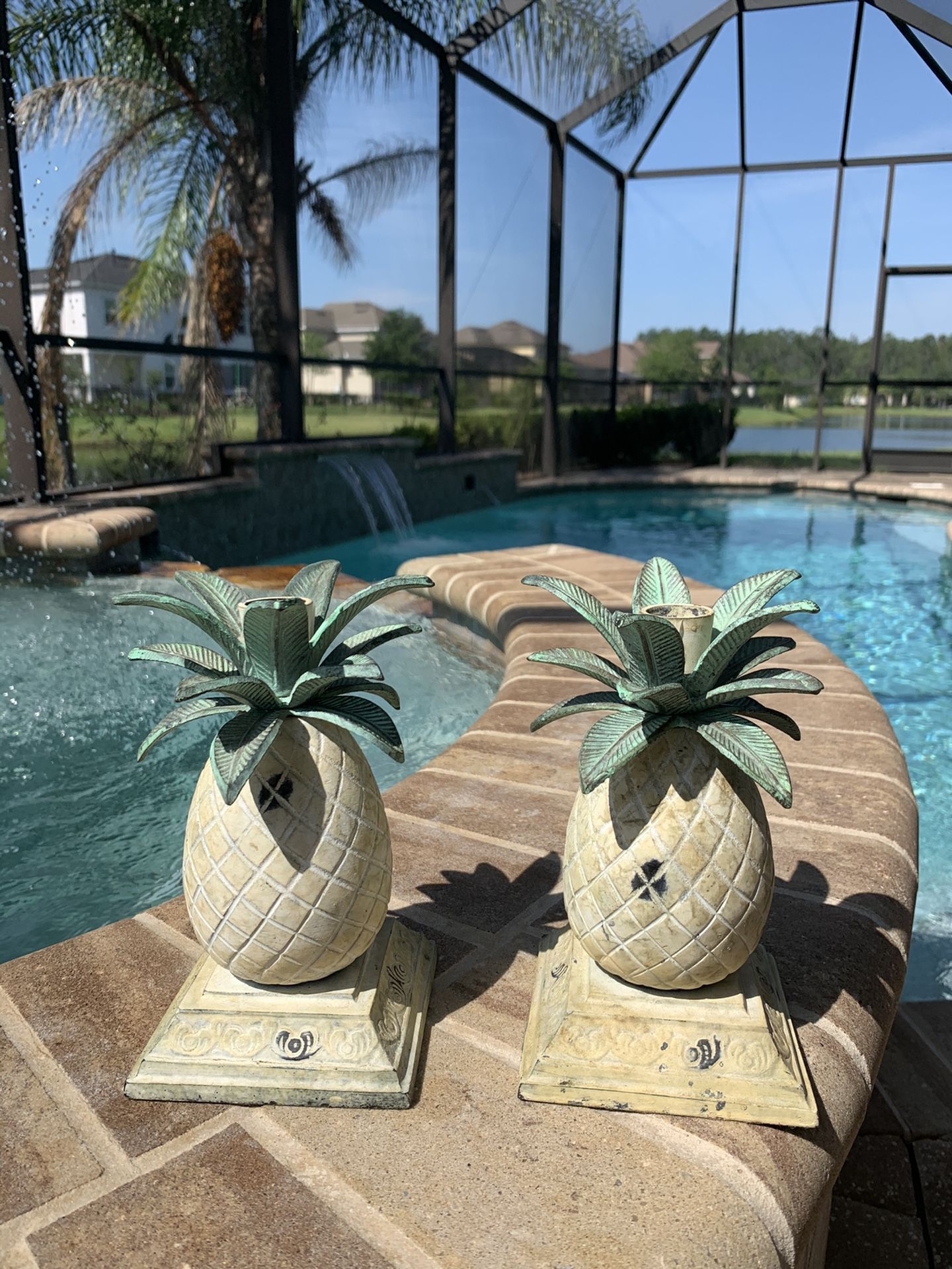 Tropical Pineapple Candle Holder Set By Tommy Bahama