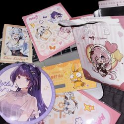 Sunright Tea Studio x Honkai Impact 3rd Limited Edition Collab Bag & Promo Code Set — Pink Insulated Tote + 1 Character Card + 1 Coaster + 2 Stickers