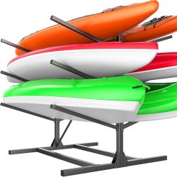 Garage Kayak Rack, Heavy-Duty 6-Tier Adjustable Freestanding Kayak Stand Metal Kayak Storage Rack
