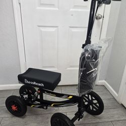 BlessReach Deluxe Medical Scooter Double Handbrake, All Terrain Steerable Knee Scooter, Disc Brakes