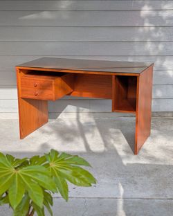 Mid-century Danish Modern Teak Desk w/ Glass Top - Domino Møbler