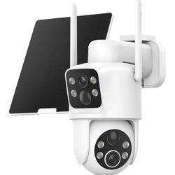 TKENPRO Dual Lens Solar Security Cameras Wireless
