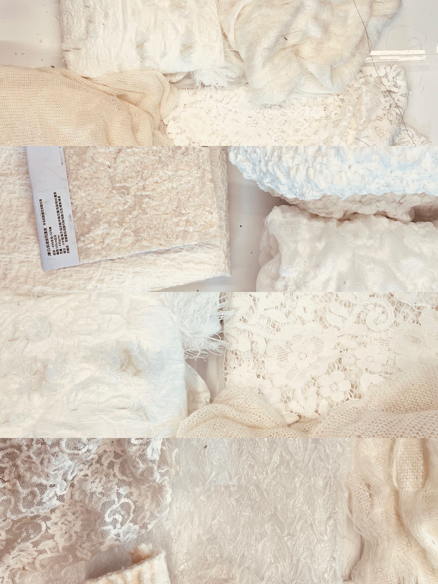 Japanese Designer White/Ivory Lace&Textured & Knit Fabrics - Gently Used—Perfect for craft