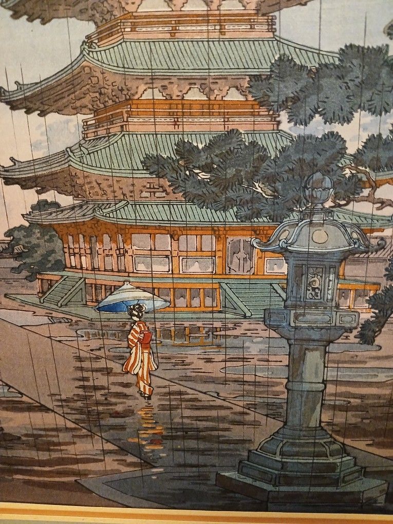 Framed Rain At Horyuji Temple