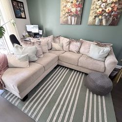 Tan Fabric Sectional Sofa