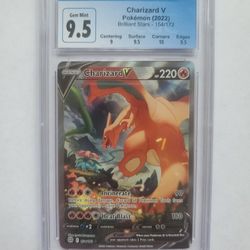 Pokemon CGC Graded 9.5 MINT Charizard V Sword & Shield Brilliant Stars 154/172 Holo TCG Rare