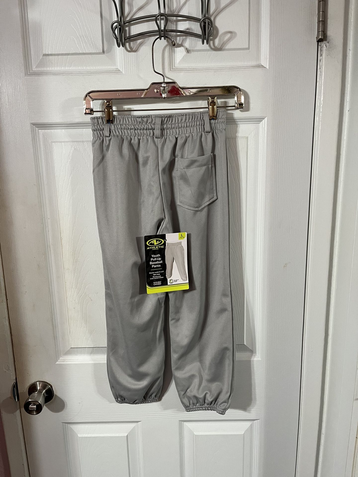 Athletic Works Tee Ball Baseball Pull Up Pants Grey Youth Size Large 10 / 12.  Brand New with Tags 