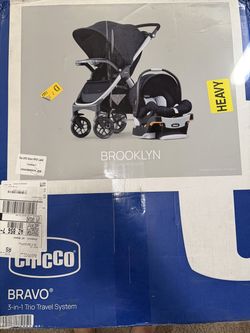 Brand-new, unused Chicco Bravo Trio Travel System - Brooklyn navy colorway—BONUS second car base.