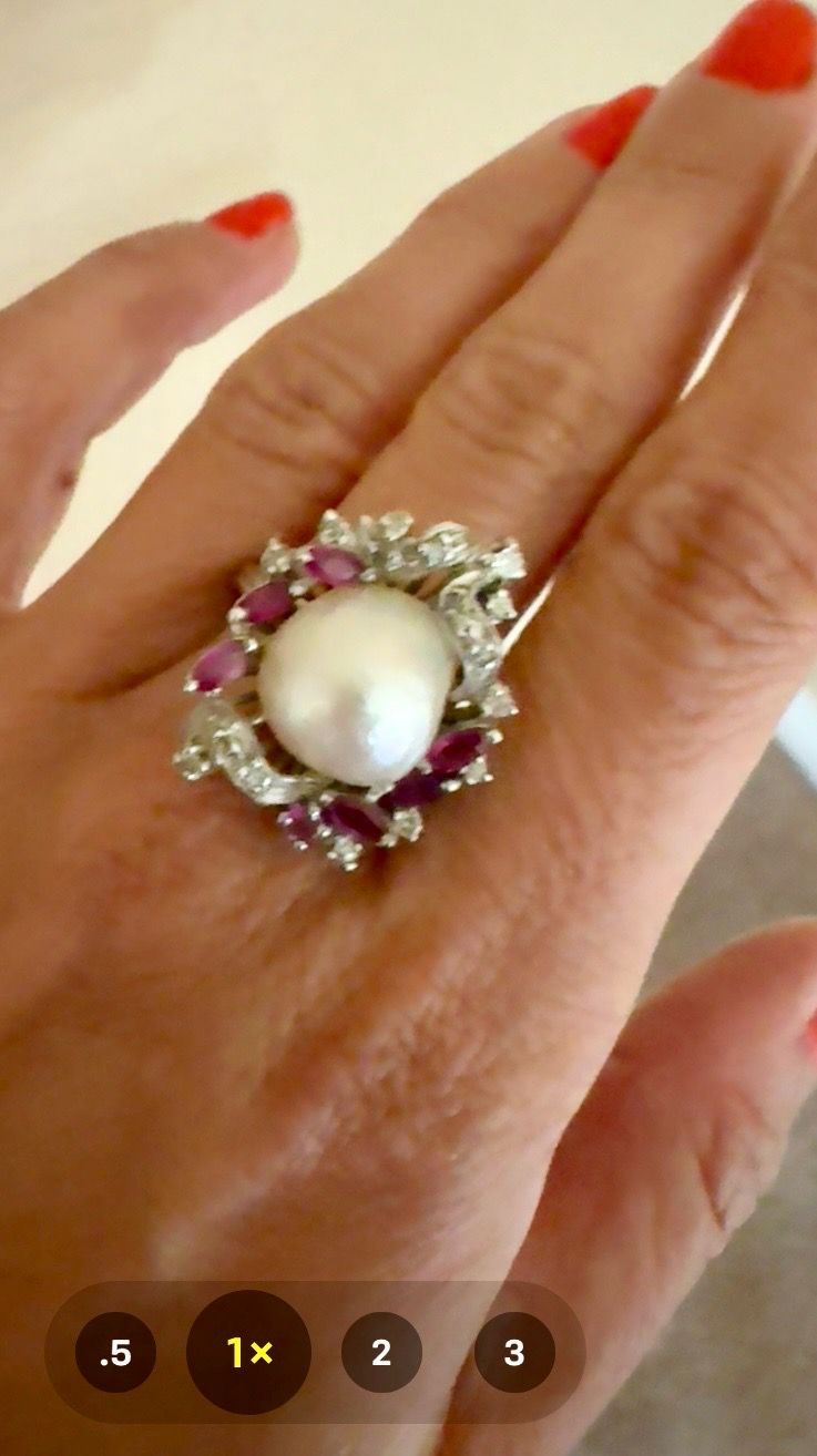 Pearl Ruby Diamond Ring