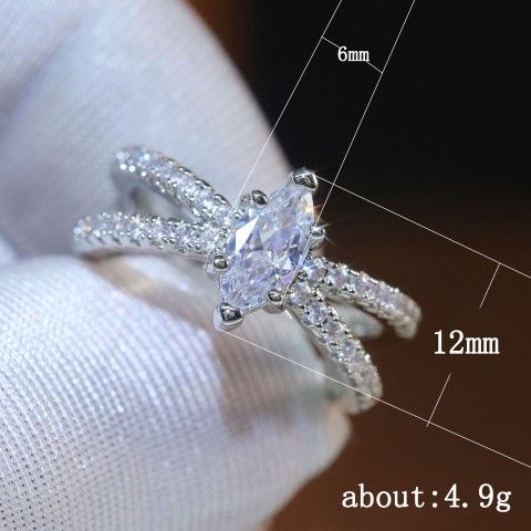 "Beautiful White Marquis Zircon Micro Pave Trendy Wedding Ring for Women, PD025