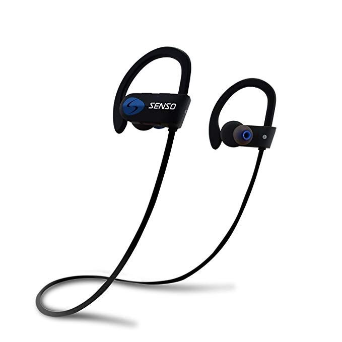 SENSO Bluetooth Headphones, Best Wireless Sports Earphones w/Mic IPX7 Waterproof HD Stereo Sweatproof Earbuds for Gym Running Workout 8 Hour Battery