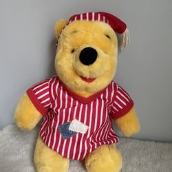 Vintage Winnie The Pooh Stuffed Plush Teddy Bear Toy Wearing Pajamas 