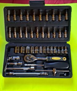 New 1/4" Socket Ratchet Wrench Set 46 Pcs.