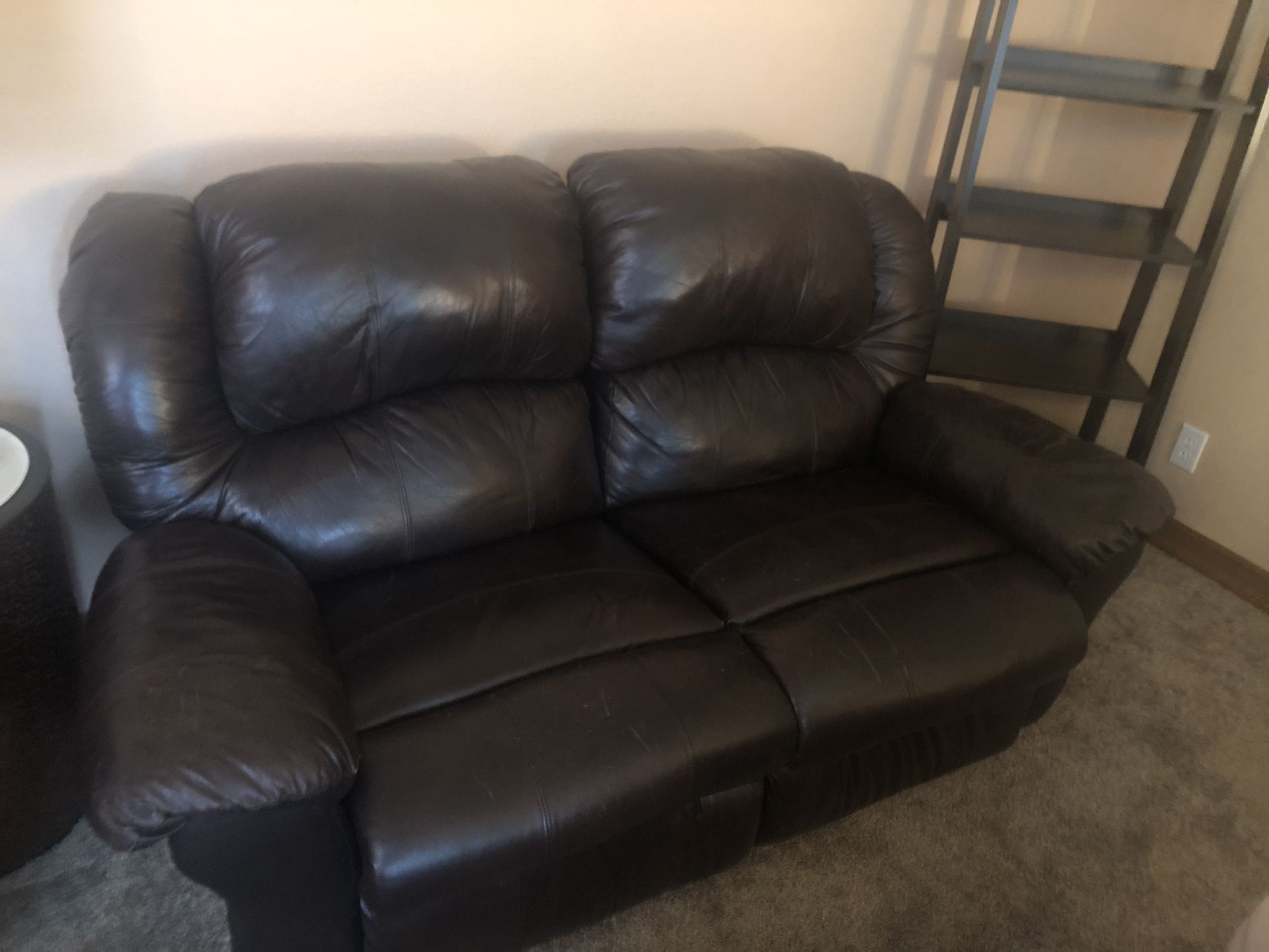 Leather  Reclining couch  and Big Chair
