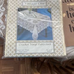 Crochet Vinyl Tablecloth. New 