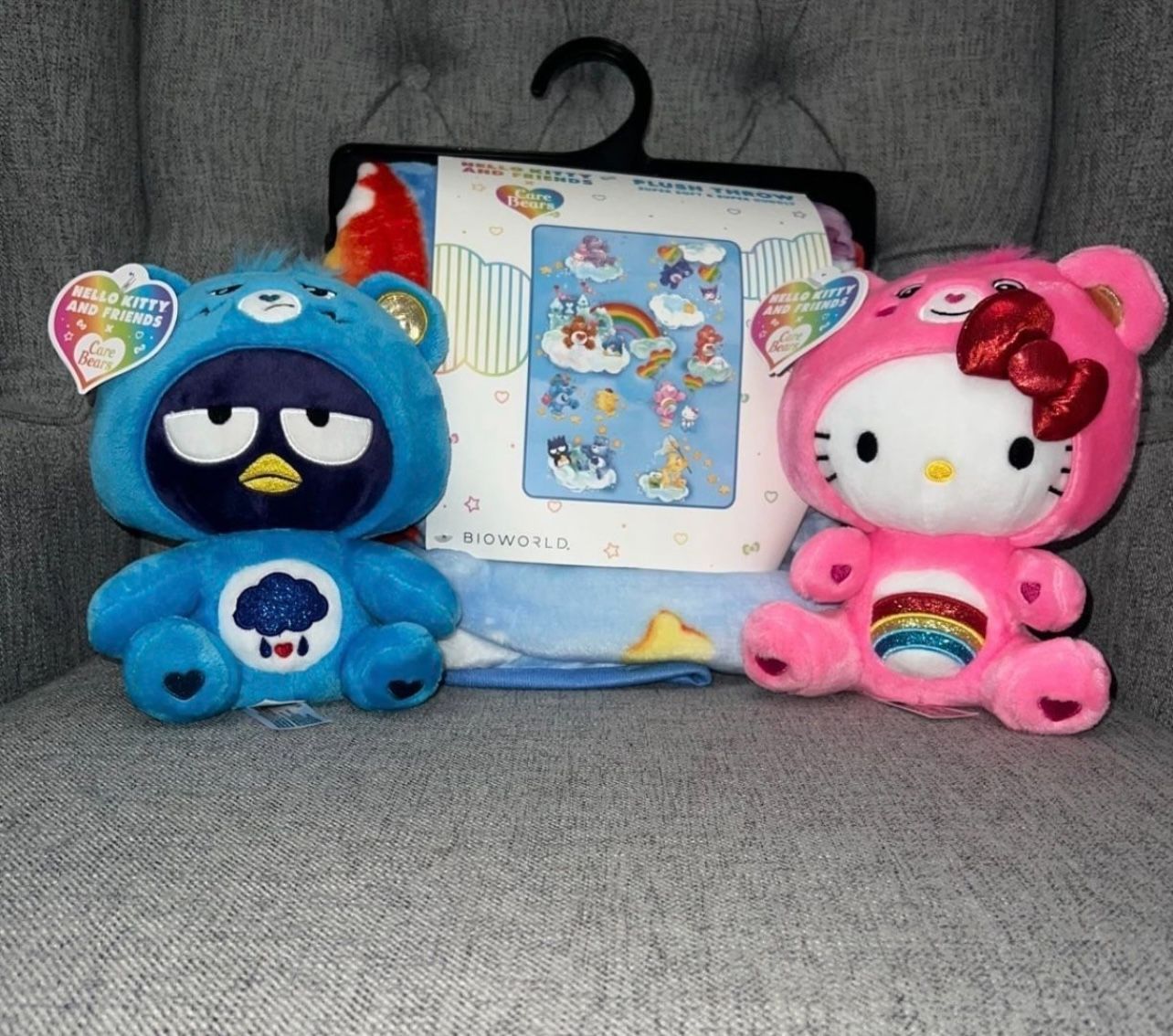 Hello Kitty Care Bears Blanket & Two Plushies