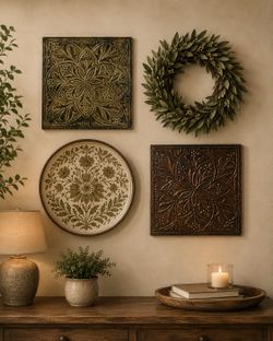 Decorative Embossed Metal Wall Tiles – Set of 2