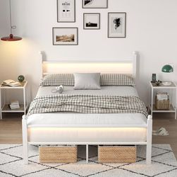 Full size bed frame in white