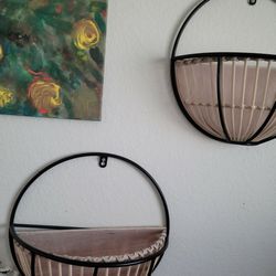 Plant Hangers Wall Decor Wood And Metal Set Of 2 New