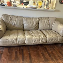 Italian leather sofa, goose filled