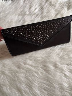 Black clutch with rhinestones