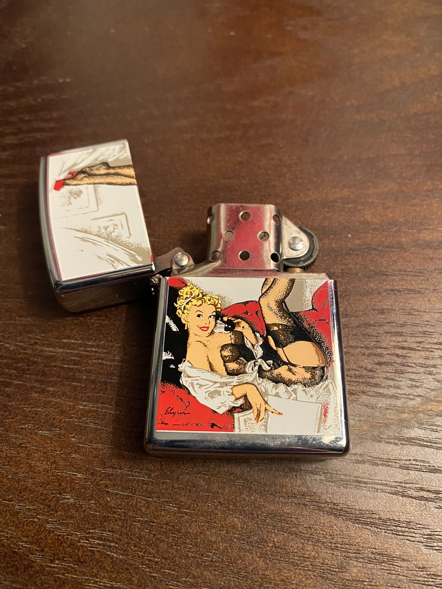 Vintage Zippo Lighter W/ Pin Up Girl