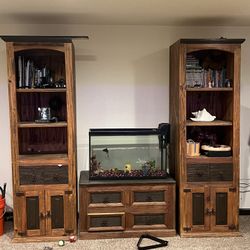 3 Piece Wood Bookshelves and Chest 