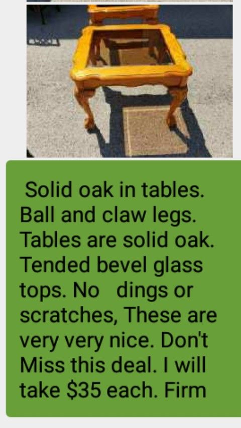 Solid oak end tables