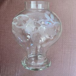 Clear ginger jar  with two birds cherry blossoms