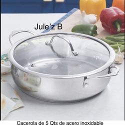 Princess House Cacerola De 5 Qts Clásica De Acero Inoxidable Nueva En Su Caja 