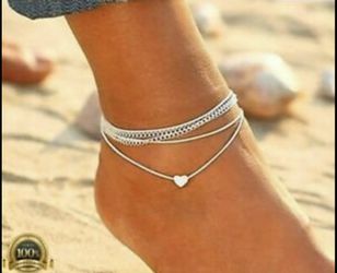 Silver Color Heart Anklet