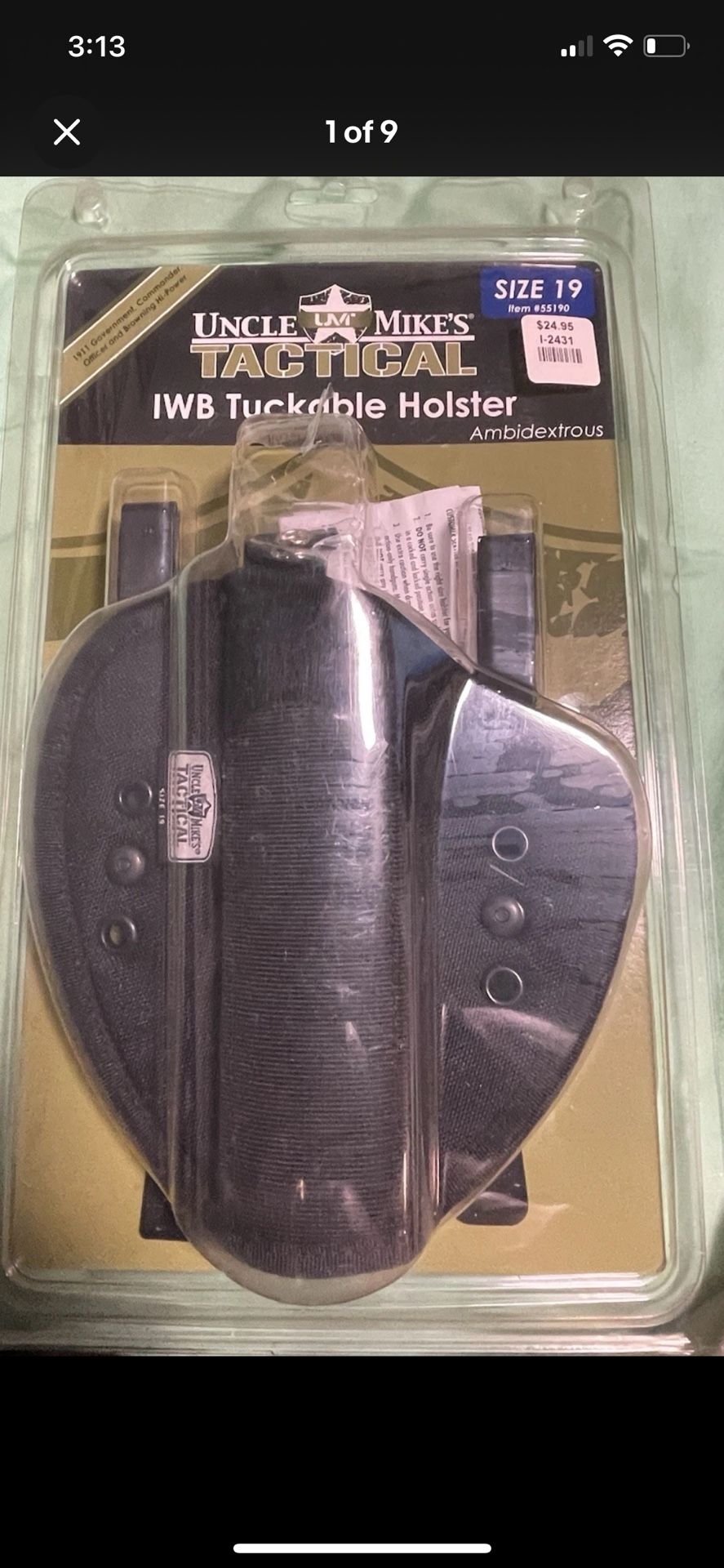 Uncle Mike's Tactical Size 19 IWB Tuckable Holster-Ambidextrous 1911, Browning