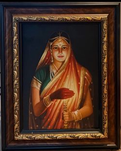 2.5ft x 3ft Wall Art - Lady in traditional Indian costume holding a candle